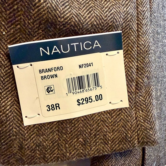 Nautica Bradford Brown Herringbone Jacket Men’s Blazer Wedding Formal Event - Picture 10 of 12